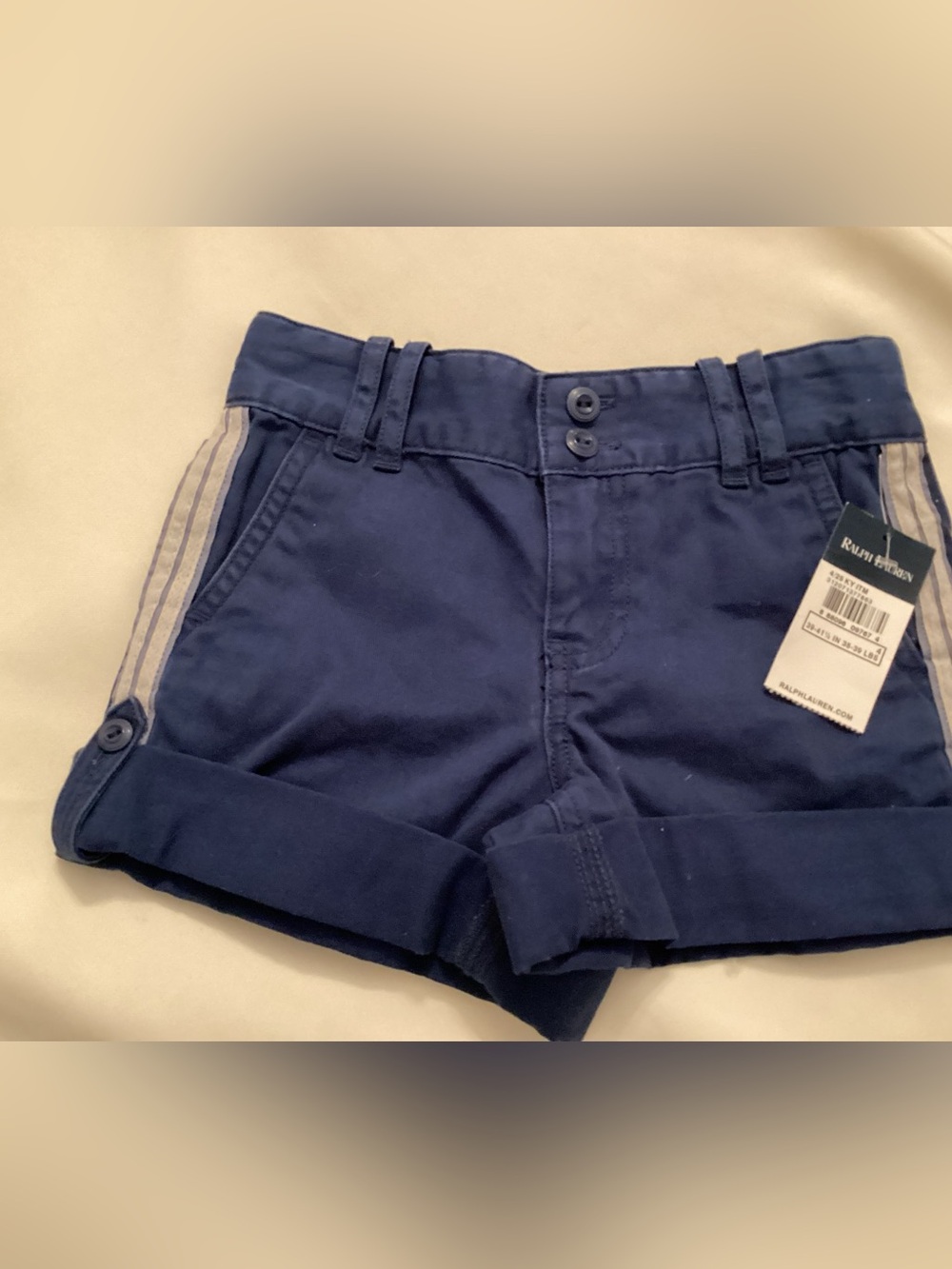 Ralph Lauren Navy Cotton Rolled-Hem Girl’s Shorts